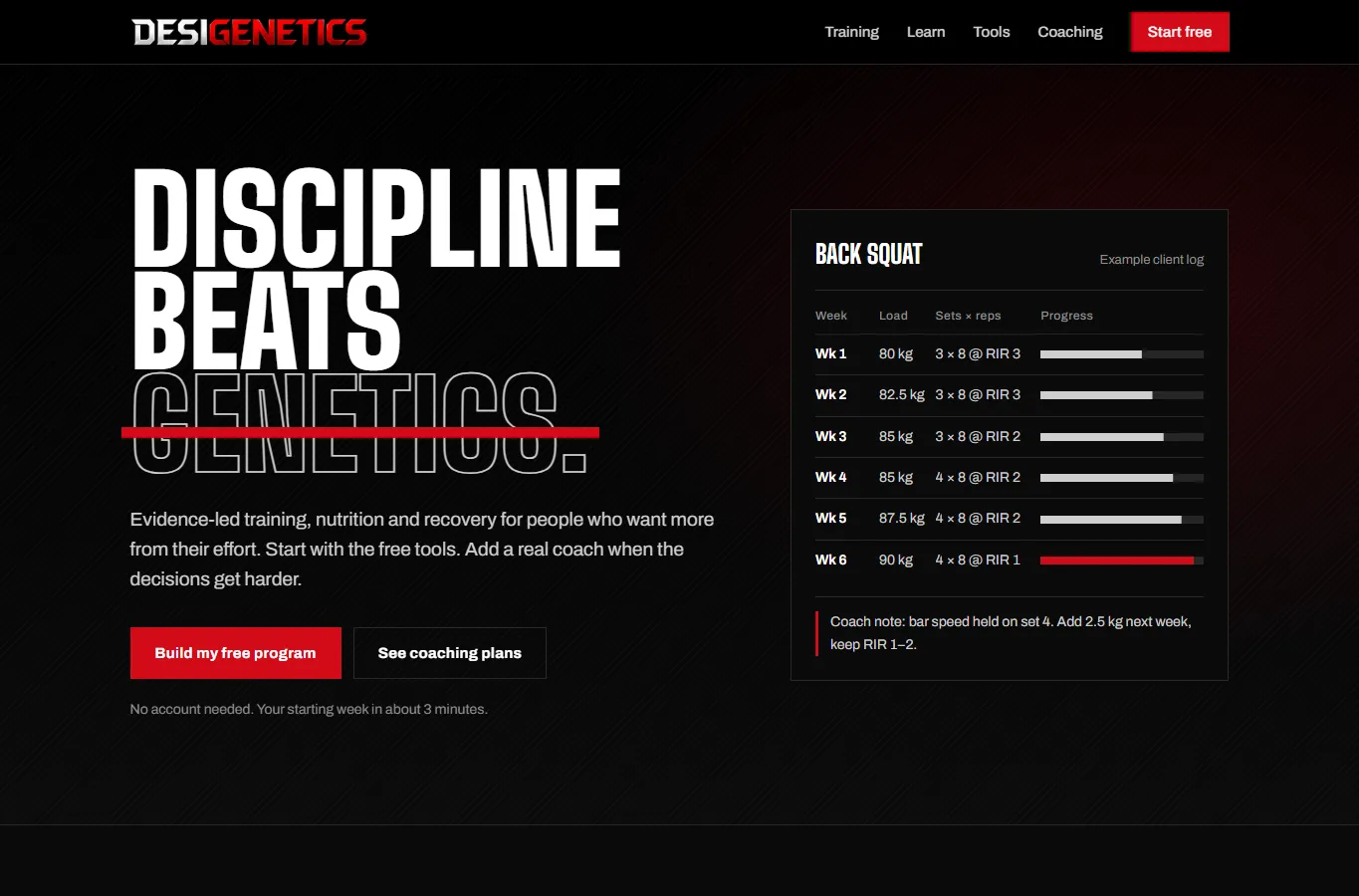 Screenshot of DesiGenetics website design